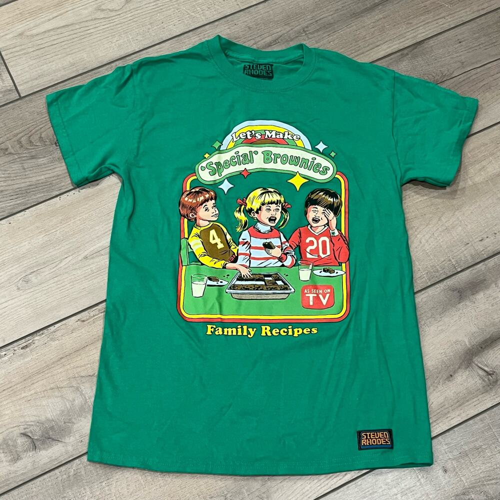 Size S Stephen Rhodes Let's Make Special Brownies T-Shirt Green